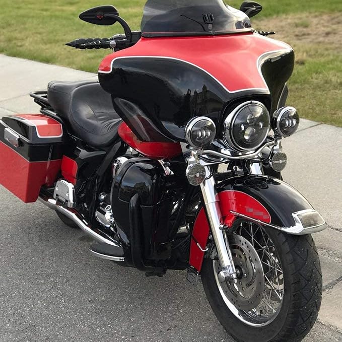 LX-LIGHT Black 7 Inch Motorcycle LED Headlight with 4.5 Inch LED Passing Fog Lamps and Mounting Bracket Compatible with Street Glide Road King Fat Boy Ultra Classic Electra Tri Cvo Heritage Softail