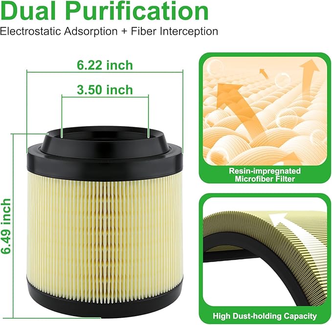 Engine & Cabin Air Filter Set for Ford Bronco 2.3L/2.7L Gas (2021-2026), Ranger 2.3/2.7L Gas (2024-2026), Replace MB3G-9601AA, CF12772