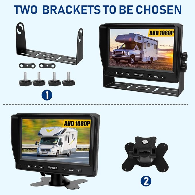 Backup Camera AHD 7'' 1080P Reverse Rear View Back up Cameras System Kit Monitor with HD Night Vision Waterproof IP69K DIY Guide Line Vehicle Backup Camera for Trucks/RV/Trailer/Van/Bus/Skid Steer.