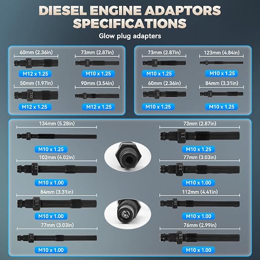 Diesel Compression Tester Kit 47pcs Petrol & Diesel Engine Compression Tester Small Engine Cylinder Leak Down Tester with Compression Gauge, Leak Detector, Gloves, for HDI/TDCi/Pumpe Duse Engine