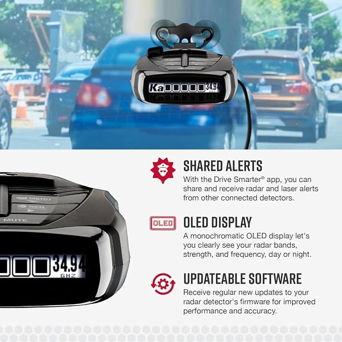 Cobra RAD 480i Laser Radar Detector – Long Range Detection, Bluetooth, Apple CarPlay and Android Auto Compatible, LaserEye Front and Rear Detection, Digital Signal Processing, Black