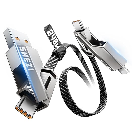 [One is Enough] 4-in-1 Compatible with USB C to Lightning Cable, 240W High-Speed Charging & Fast Data Transfer,CarPlay & Android Auto Support Multi Charger Cord Combo for iPhone/Samsung/iPad,3FT