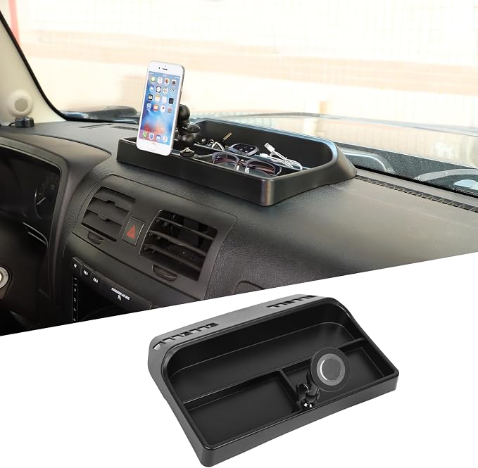Center Console Multi-Mount Phone Holder Storage Box Compatible with Hummer H3 2005-2009 ABS Central Control Dashboard Storage Box Tray Organizer, Style E