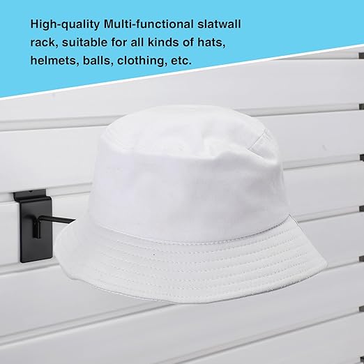 Kigley 6 Pcs Hat Display Wall Mount, Metal Hat Helmet Rack Retail Store Display Shelves Organizer, Slat Wall Accessories for Home Retail Shop Racks Craft Show Garage (Black)
