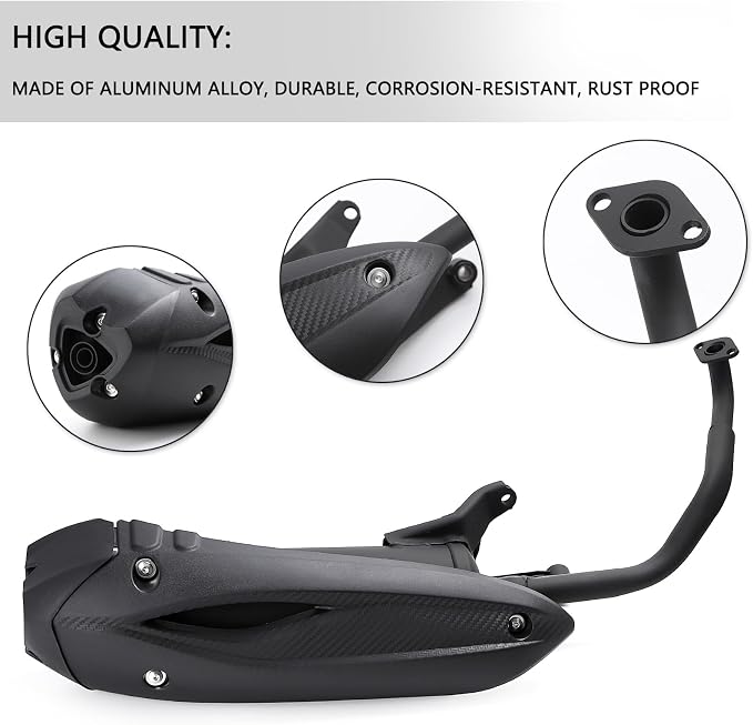 Minho Motorcycle Exhaust Assembly in Heavy Iron Material Compatible with Chinese GY6 125cc 150cc 4-Stroke Engine Scooter Moped RSZ 150 Gas Engine Scooters