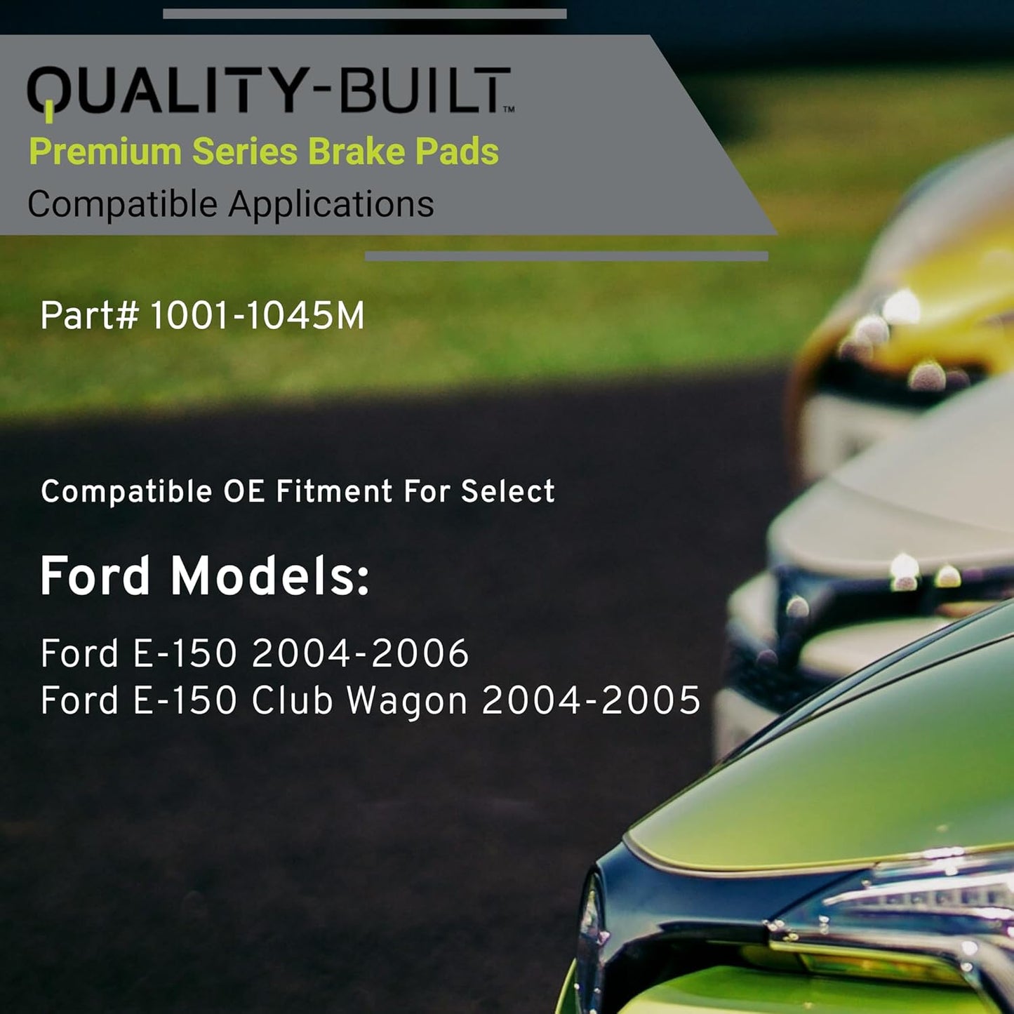 Premium Semi-Metallic Front Brake Pads (1001-1045M) Compatible with Ford E-150 2004-2006, Ford E-150 Club Wagon 2004-2005