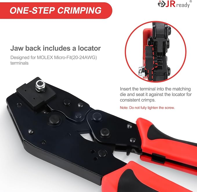 JRready Micro-Fit 3.0 Molex Crimper Pin Extractor Tool Kit MX 3.0 Pins and Sockets Molex Connectors 43031 43030 Series 20-24AWG Crimp Terminals 100Pairs for Micro-Fit Connectors 3.0mm Pitch ST6543