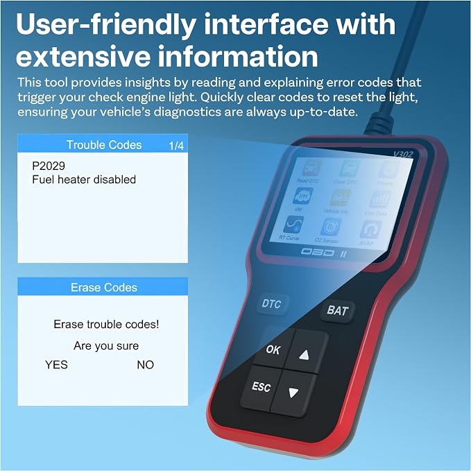 MMOBIEL OBD2 Scanner Diagnostic Tool - Car Code Reader for Check Engine Light, Reset, I/M Readiness, Freeze Frame, Mode 8 - Universal OBDII/EOBD Vehicle Diagnostic Scan Tool for All Cars