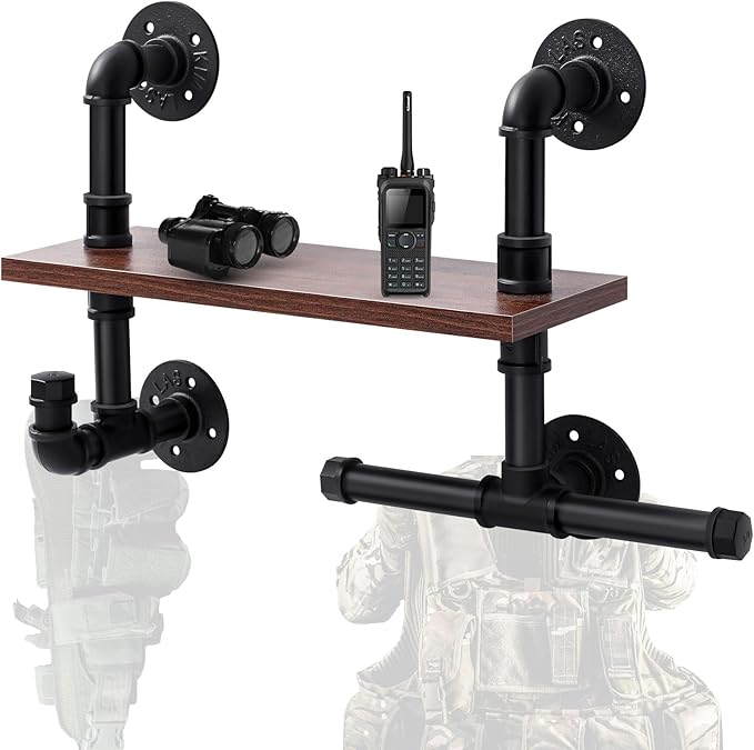 Sliner Heavy Duty Tactical Gear Rack Wall Mount Police Vest Hanger Plate Carrier Stand Multifunctional Storage Rack Display Stand for Helmet, Belt, Football Suit for Motorcycle, Cycling