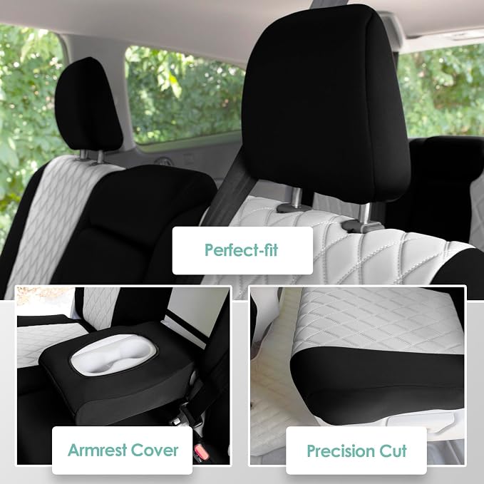 FH Group Custom Fit Seat Covers - EX-L Touring 2016-2022 EX | Elite | SE 2019-2022, 2nd Row Electric Button Bench Only, Gray Neoprene Seat Covers for SUV