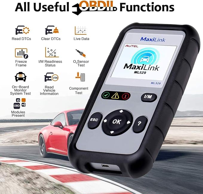 Autel OBD2 Scanner Maxilink ML529, 2026 Code Reader Full OBD2 Functions for Turning Off Engine Light O2 Sensor Test AutoVin DTC Lookup Free Online Update