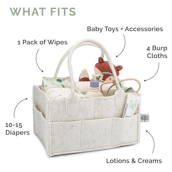 Parker Baby Co. Diaper Caddy - Nursery Storage Bin and Car Organizer for Diapers and Baby Wipes - Charcoal, Large