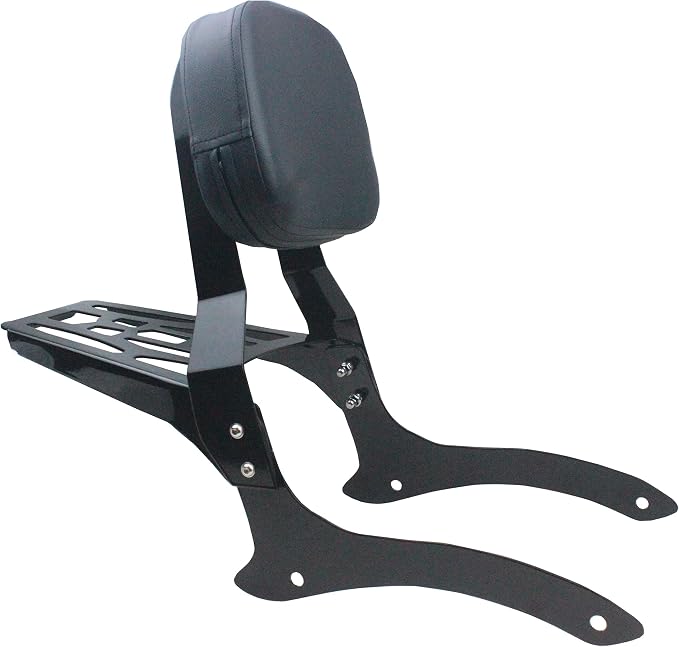 YHMOTO Sissy Bar Backrest + Luggage Rack Combo Fits for 2000-2011 Yamaha V-Star XVS 1100 Classic Dragstar XVS 1100 Classic (Style B-Black)