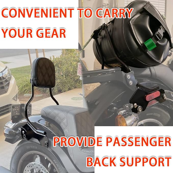 Backrest, Sissy Bar Upright w/Backrest Pad fits for Harley Softail FLDE, FLHC, FLHCS, FLSL, FXBB, and FXST models 2018-2024, Gloss Black