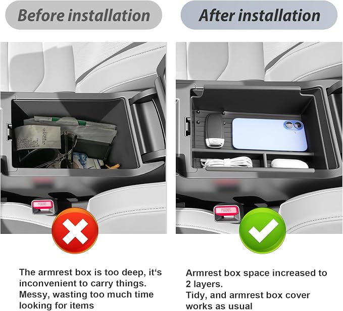 SKTU for 2025 2026 Acura ADX Center Console Organizer for 2025 2026 Acura ADX (Base/A-Spec/A-Spec Advance) Console Tray Acura ADX 2025 2026 Accessories ABS Insert Armrest Storage Box-Durable