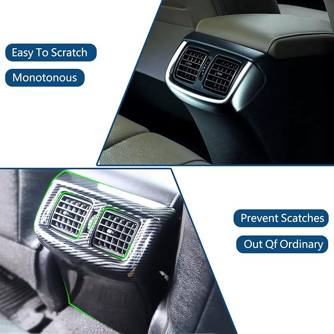 Rear Air Condition Vent Cove Imitation Carbon Fiber Pattern Style Interior Decoration Accessories Compatible with Toyota Hilux 2016 2017 2018 2019 2020 2021 2022 2023 2024 2025