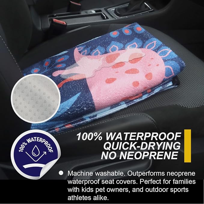 Back Seat Cover for Car Trucks Van SUV Jeep,Waterproof Rear Bench Towel Seat Covers for Dogs and Kids,Automotive Backseat Protector (Dinosaur)
