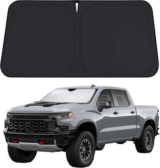 EcoNour Windshield Sunshade Compatible for Chevrolet Silverado 1500 2019-2024 2025 2026, Sun Visor for Front Windshield & Window Sun Shade Cover, UV Heat Blocker & Protector, Car Accessories