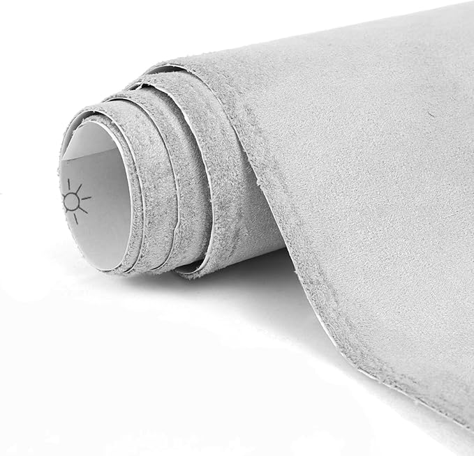 Premium Light Grey Suede Fabric Wrap - 12x60 inch Suede Wrap for Car Interior - Self-Adhesive Microfiber and Synthetic Leather, Stretchable Interior Film for Car and Home Decor