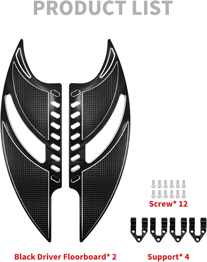 Motorcycle Floorboards CNC Tomahawk Front Rear Footboards Footpegs Fit for Harley Touring Electra Glide Street Glide Road Glide Softail Dyna Black