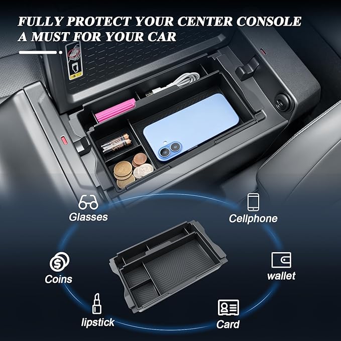 BIBIBO 2Pack for 2026 Toyota RAV4 Center Console Organizer 2026 Toyota RAV4(LE/SE/XLE Premium/Woodland/XSE/Limited) Console Tray 2026 RAV4 Console Insert Tray