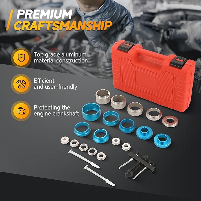 Crank Bearing Camshaft Seal Remover and Installer Set | 22PCS Crankshaft Camshaft Oil Seal Removal Installation Puller Tool Kit, Crankshaft Bearing Tool for Automotive Engine Repair