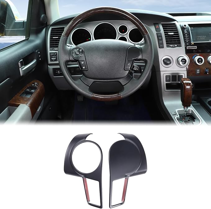 Aunginsy Central Control Steering Button Frame Trim Compatible with Toyota Tundra/Sequoia 2007-2013 Center Console Steering Button Panel Protection Cover Decorative Sticker Interior Accessories