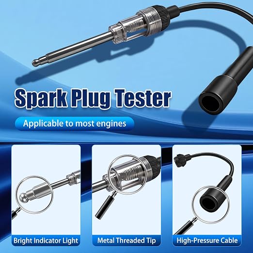 Upgraded Compression Tester & Spark Plug Tester Kit, 0-300 PSI Gauge for Gasoline/Diesel Engines, with Adapters, Hoses & Sturdy Case for Automotive Use