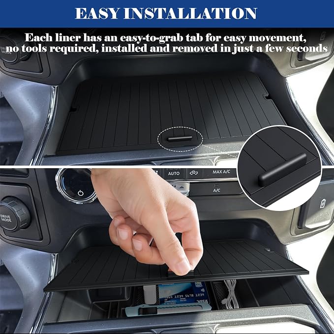 Sinvanho Center Console Organizer Cover for Ford F150 Accessories 2021-2024 2025 & Lightning XLT 2022 2023 2024 and Center Console Cover for 2021-2025 Ford F150 with Work Surface Console