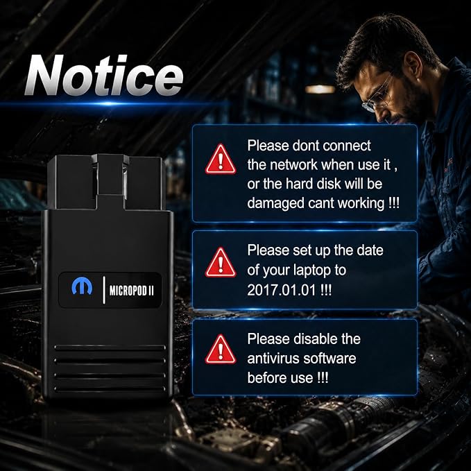 MicroPod 2 Diagnostic & Programming Tool for Jeep Dodge Chrysler Fiat, Full System Scanner with DRBIII Support, Compatible with 1998-2016 Vehicles, V17.04.27