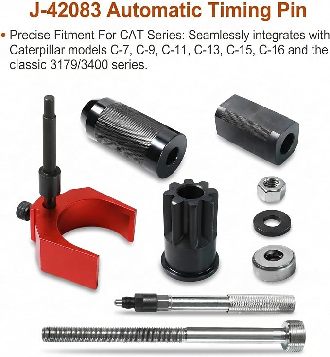 Injector Sleeve Remover Kit for CAT 3406E C15 C16, 9U-6891 Cup Puller, J-42083 Timing Pin, 9U-7227 Height Gauge, J-38587-A Barring Socket, Heavy Duty Engine Maintenance Tool Set (9-Piece)