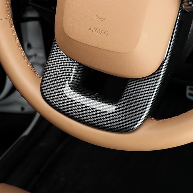 Premium Car Steering Wheel Handle Frame Cover, Compatible with Hyundai Santa FE 2024-2025 Accessories– Anti-Slip, Universal Fit, Easy Install & Luxury Upgrade Accessories (Carbon Fiber Pattern)
