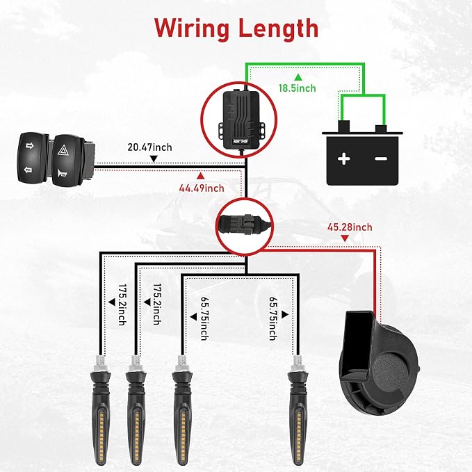 SUNPIE UTV Turn Signal Kit with Horn, Bright Amber UTV Blinker with Two Rocker Switch ATV Street Legal Kit for Polaris, Teryx, CFMOTO and Can-am, Kawasaki Pioneer, Plug and Play