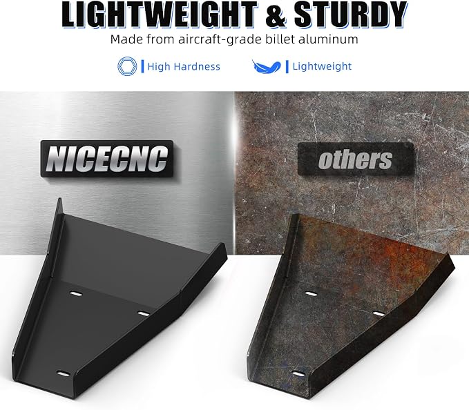 NICECNC A-Arm Skid Plates 6061-T6 Aluminum Compatible with Yamaha Raptor 700 YFM700 2006-2011 2013-2026, Raptor 700R YFM700R 2012 2016-2026, Heavy-Duty Suspension Protectors, Black CNC-Machined Guards