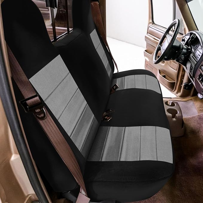 Custom-Fit Seat Covers Replace for 1992-1998 Ford F-150 F-250 F-350 Front/Rear Solid Bench Seat with Molded Headrests No Center Armrest, Knitted Fabric Composite Soft Foam Lining Breathable Material