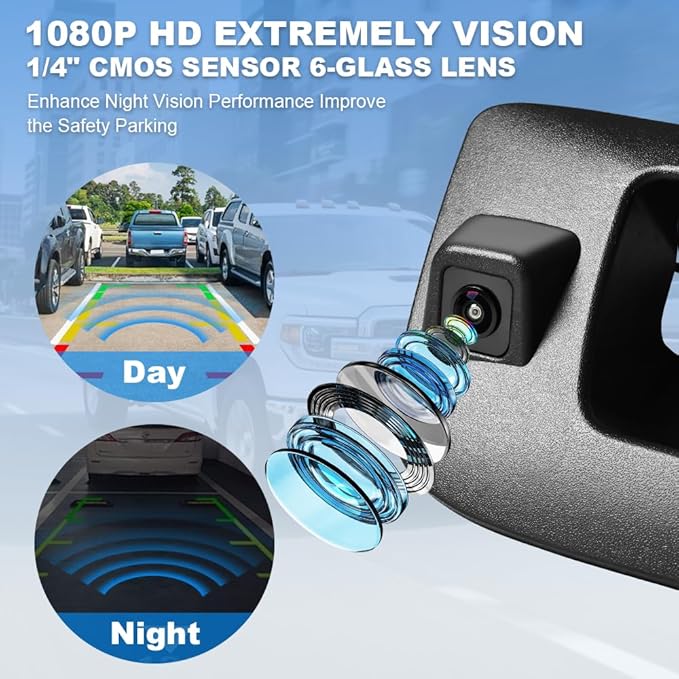 Rear Tailgate Handle Backup Camera Compatible with 2007-2013 Chevy Silverado/GMC Sierra 1500 2500HD 3500HD Tailgate Reversing View Park Assist Camera Replaces 22755304 180°Wide Angle