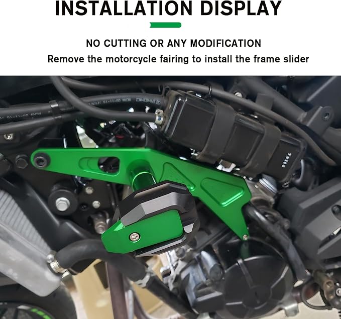 Compatible with Ninja 300 250 2013-2018 Frame Sliders CNC Aluminum Motorcycle Engine Guard Bodywork Fairing Falling Protection(Green)