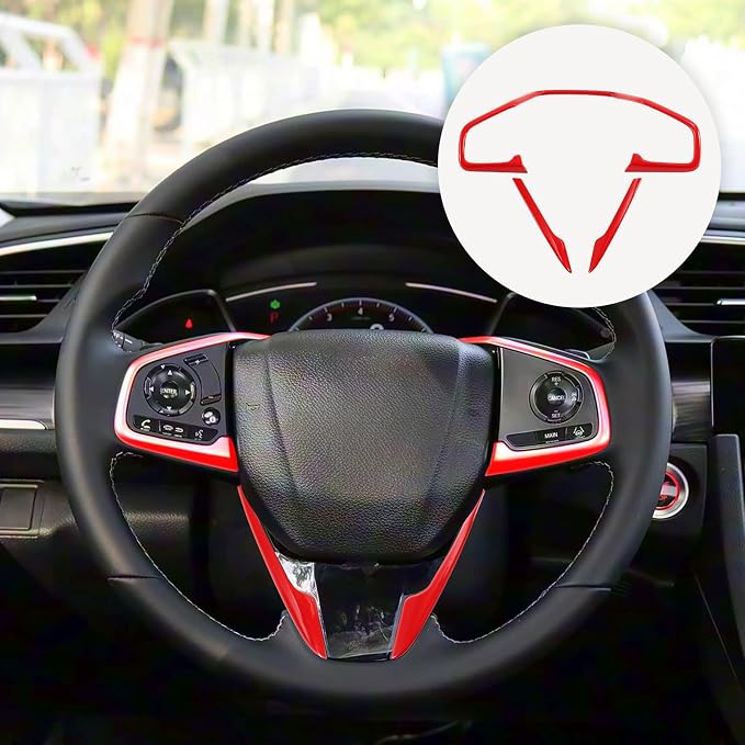 Interior Trim Kit for Honda 10th Civic 2016-2021 Red Instrument Central Control Gear Shift Panel Cover Trim