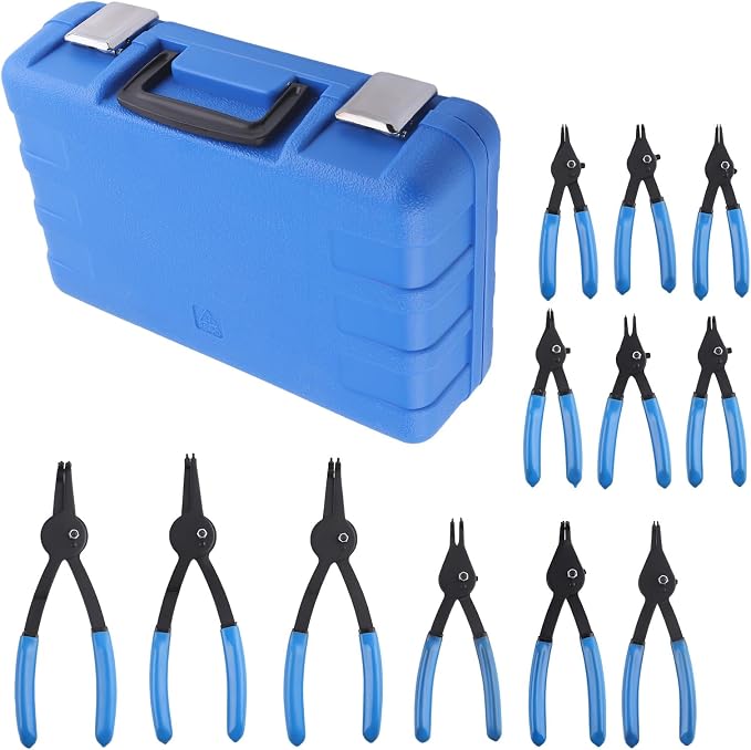 maXpeedingrods 12 Piece Versatile Retaining Snap Ring Pliers set, Heavy Duty Fixed Tip Combination Internal and External Snap Ring Pliers for 0.038in 0.047in 0.070in 0.090in