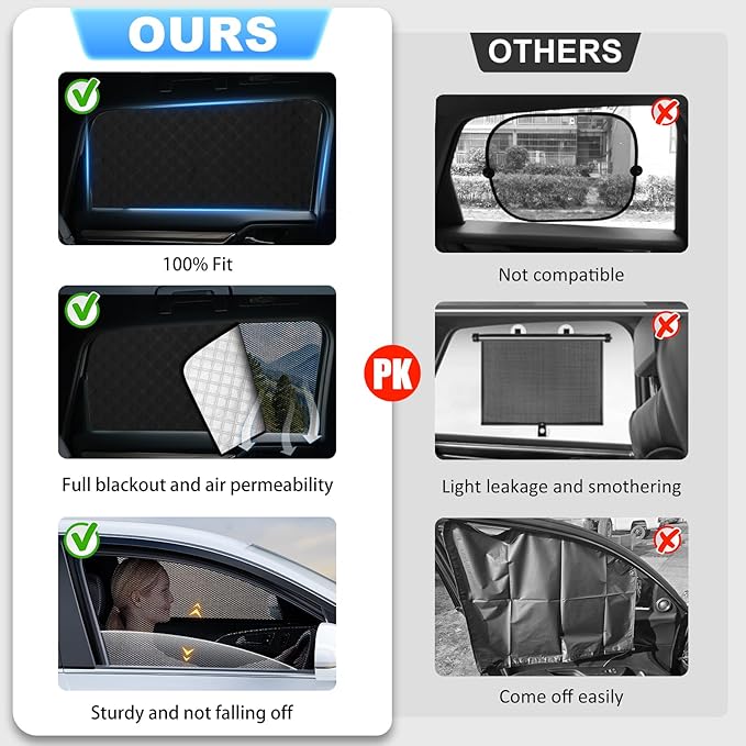 XCBYT Car Window Shades for 2017-2022 CRV | 2-in-1 Breathable Mesh & Blackout Side Window Covers | UV Protection & Privacy for Baby Naps, Camping & Car Rest (4 PCS)