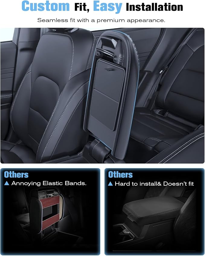 For 2020-2026 Ford Escape & 2021-2026 Bronco Sport CX430 2-in-1 Silicone Center Console Armrest Cover& Armrest Hidden Privacy Tray - [OEM Design& Friendly Liquid Silicone Rubber] - Thin Black