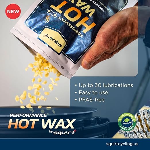 Squirt Performance Hot Melt Bike Chain Wax Granules for Clean, Quiet & Durable Lubrication - Bicycle Chain Wax Lubricant for Racing & All-Weather Cycling - Biodegradable & PFAS-Free, 500 g / 17.6 oz