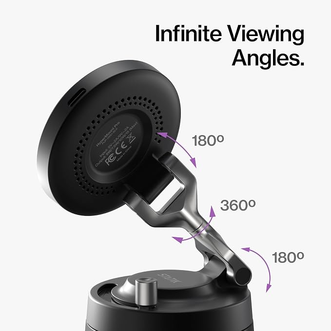Statik HyperMount Pro Phone Mount, Magnetic Phone Holder, 15W Wireless Charging, MagSafe Car Mount, Works on Smooth & Lightly Textured Surfaces, iPhone and Android Compatible, Charging Cable Included