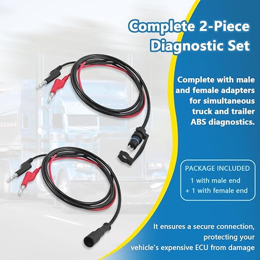 Heavy Duty Semi-Truck & Trailer ABS Diagnostic Multimeter Adapter Cable Kit, Pure Copper Core ABS Sensor Test Leads