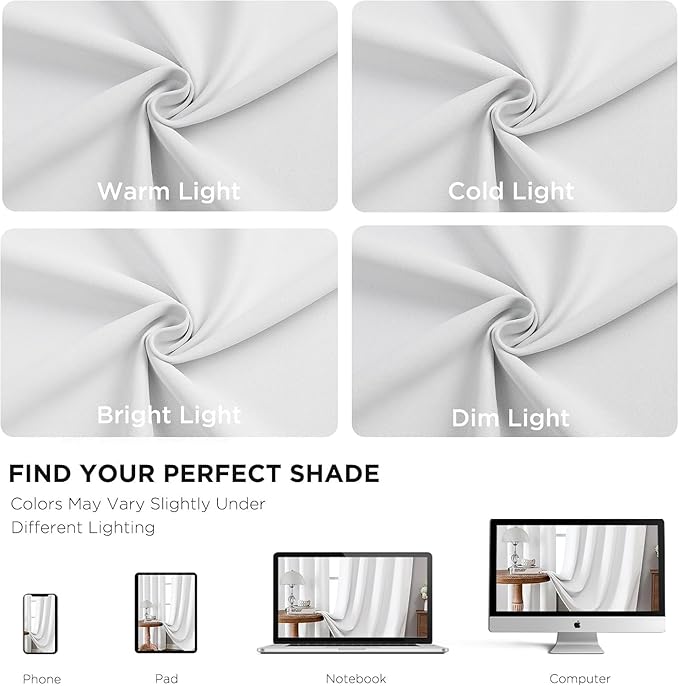 Joydeco 96 Inch 60% Blackout Curtains 2 Panels, Semi Sheer Blackout Curtains for Bedroom, White Curtains, Black Out Drapes for Living Room, Rod Pocket Back Tab Drapes(W52 x L96 Inch,Pure White)