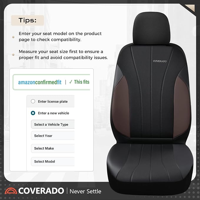 Coverado Seat Covers, Red Car Seat Covers Full Set, Automotive Seat Covers 5 Seats, Waterproof Black Car Seat Protectors Universal Fit for SUVs Trucks Sedans