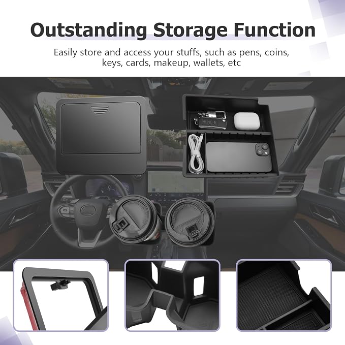 LUWU Center Console Organizer for 2024 2025 2026 Lexus GX 550 Accessories Hidden Box, Armrest Storage Box, Center Console Cup Holder GX 550 Accessories 2025 2026 3-Pack (NOT FIT COOL BOX)