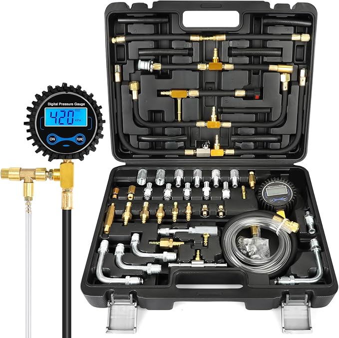 Digital Fuel Injection Pressure Tester Kit - Fuel Pressure Gauge 0-300 PSI for Petrol Engine Fuel Pressure Test Kit Automotive Test Tool Kit