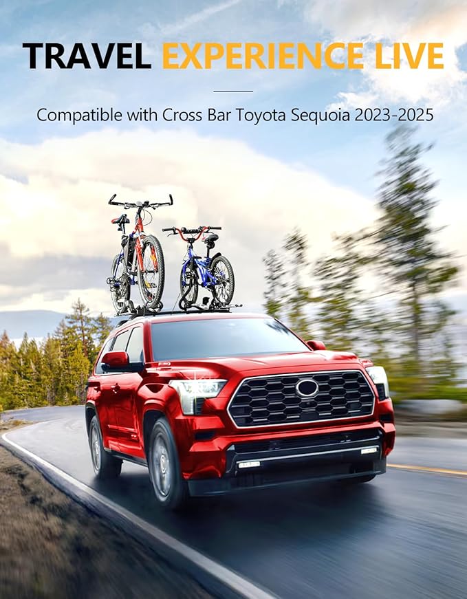 Tuyoung 260lbs Lockable Roof Rack Cross Bars Compatible with Toyota Sequoia 2023-2026 with Flush Rails，Aluminum Roof Rails Crossbars Cargo Bars Canoe Kayak Car Snowboard Rooftop Cargo Carrier Luggage