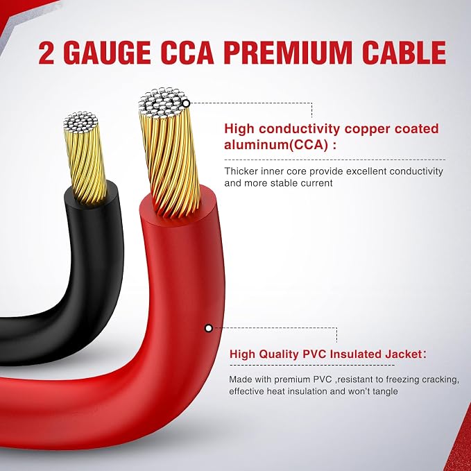Nilight Jumper Cables for Car Battery 2 Gauge 25 FT Booster Cable Heavy Duty 800 A CCA with Carrying Bag Jump Start Emergency Kit Pickup Truck RV Vans SUV